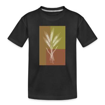 Weizen Ähren Line Art – Naturmotiv - Kinder Premium Bio T-Shirt - Schwarz - Vorne