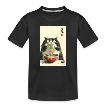 Ramen-Katzen-Nudelfreude - Kinder Premium Bio T-Shirt - Schwarz - Vorne