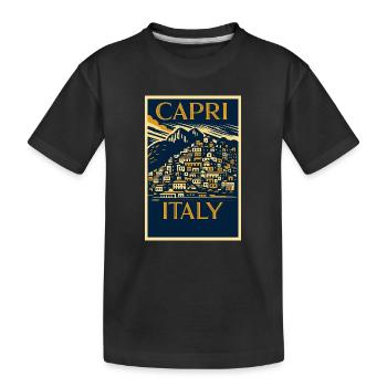 Capri Italy – Navy & Gold Vintage Poster Art-Déco - Kinder Premium Bio T-Shirt - Schwarz - Vorne