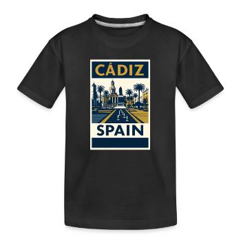 Cádiz Spanien – Retro Reiseposter Navy/Gold - Kinder Premium Bio T-Shirt - Schwarz - Vorne
