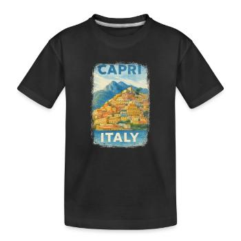 Capri Italie – Aquarelle Avis de voyage Méditerranée - T-shirt bio Premium Enfant - noir - Devant