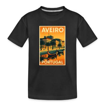 Aveiro Portugal – Retro Reiseposter Kanäle - Kinder Premium Bio T-Shirt - Schwarz - Vorne
