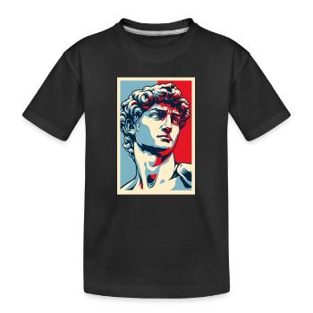 David Michelangelo in Pop Art: Blau-Rot-Porträt - Kinder Premium Bio T-Shirt - Schwarz - Vorne