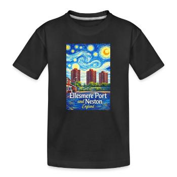 Ellesmere Port & Neston England Skyline - Kinder Premium Bio T-Shirt - Schwarz - Vorne
