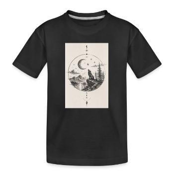 Mondwolf am Felsgipfel - Kinder Premium Bio T-Shirt - Schwarz - Vorne