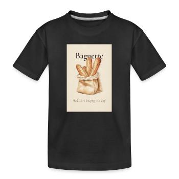 Baguette Weil Glück Knusprig Sein Darf - Kinder Premium Bio T-Shirt - Schwarz - Vorne