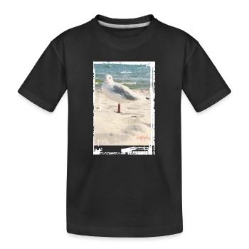 Photo d’oiseau échassier : mer du Nord, mouette, plage, mer Baltique - T-shirt bio Premium Enfant - noir - Devant