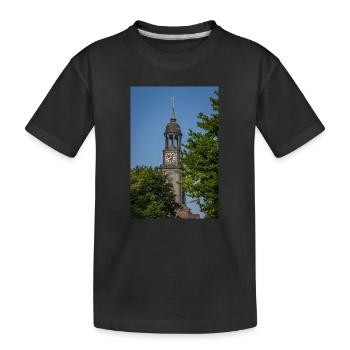 L’église Saint-Michel entre deux arbres - T-shirt bio Premium Enfant - noir - Devant