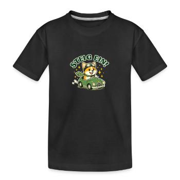 Montez à bord ! Corgi dans la voiture - T-shirt bio Premium Enfant - noir - Devant