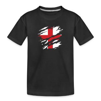 England - National flag, scratches, cracks - Kids' Premium Organic T-Shirt - black - Front