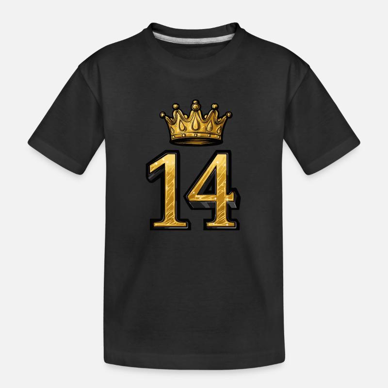 14 Zahl Krone - Kinder Premium Bio T-Shirt - Schwarz