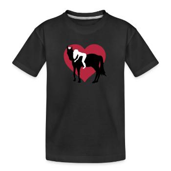 Reiterin und Pferd - Kinder Premium Bio T-Shirt - Schwarz - Vorne