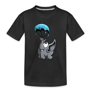 Baby elephant with a parachute - Kids' Premium Organic T-Shirt - black - Front