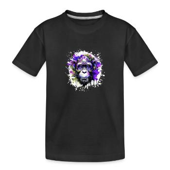 Portrait De Tête De Singe Coloré - T-shirt bio Premium Enfant - noir - Devant