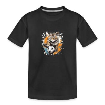 Cat Soccer Sports Team - Kids' Premium Organic T-Shirt - black - Front