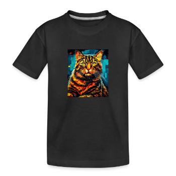 Tête de Portrait de chat - T-shirt bio Premium Enfant - noir - Devant