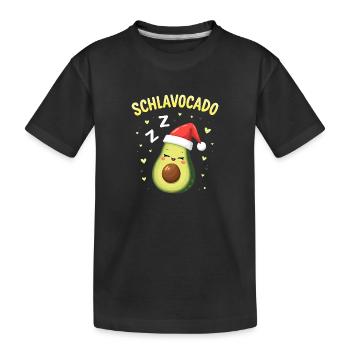 Schlavocado Offiziell Schlafanzug Schlaf - Kinder Premium Bio T-Shirt - Schwarz - Vorne