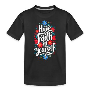 Confiance Courage Fleurs Ornement Nouveau Départ - T-shirt bio Premium Enfant - noir - Devant
