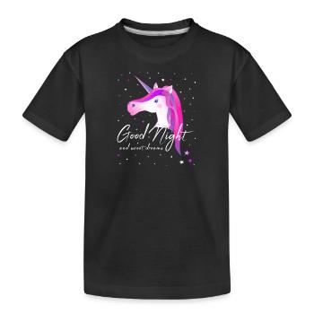 Licorne bonne nuit Chemise de sommeil - T-shirt bio Premium Enfant - noir - Devant