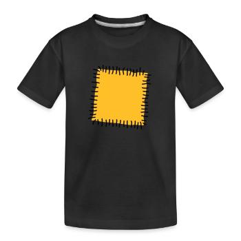 Flicken Reparatur Patchwork Stoff Nähen Naht Nadel - Kinder Premium Bio T-Shirt - Schwarz - Vorne