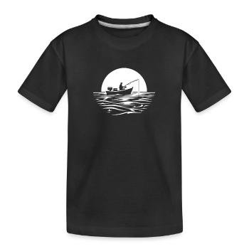 Silhouette of an angler - Kids' Premium Organic T-Shirt - black - Front