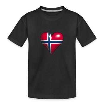 Norwegen glänzendes Herz rot weiß blau Flagge - Kinder Premium Bio T-Shirt - Schwarz - Vorne