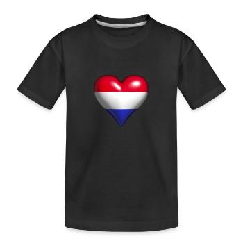 Niederlande glänzendes Herz blau weiß rot Fahne - Kinder Premium Bio T-Shirt - Schwarz - Vorne