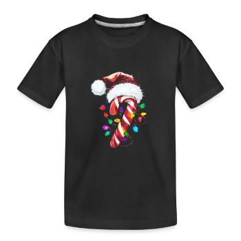Festliche Zuckerstange mit Lichtern - Kinder Premium Bio T-Shirt - Schwarz - Vorne