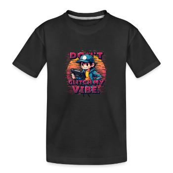 Don't Glitch my Vibe Retro-Gaming-Junge mit Kappe - Kinder Premium Bio T-Shirt - Schwarz - Vorne