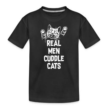 Vrai homme câlins chats - T-shirt bio Premium Enfant - noir - Devant