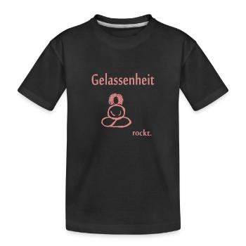 Gelassenheit rockt. Farbe koralle - Kinder Premium Bio T-Shirt - Schwarz - Vorne