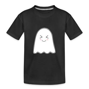 Halloween 2025 T-shirt Gespenst spooky cute Shirt  - Kinder Premium Bio T-Shirt - Schwarz - Vorne