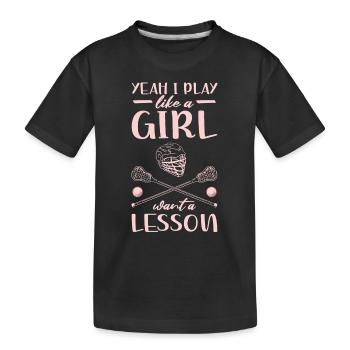 Lacrosse Spieler - Kinder Premium Bio T-Shirt - Schwarz - Vorne