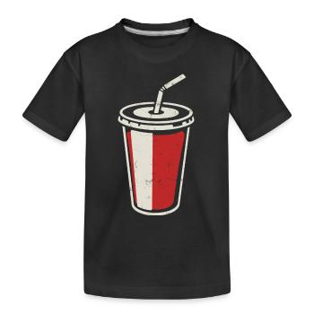Gobelet Coca avec paille - boisson glacée - T-shirt bio Premium Enfant - noir - Devant