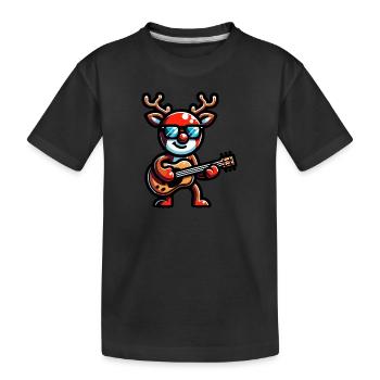 Rudolph joue de la guitare - T-shirt bio Premium Enfant - noir - Devant
