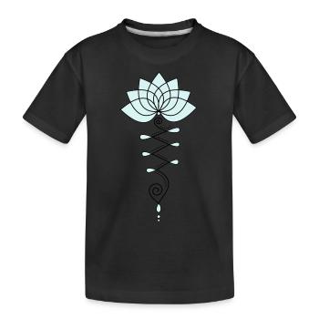Lotus Blume Lotusblüte Buddhismus Symbol Yoga OM - Kinder Premium Bio T-Shirt - Schwarz - Vorne