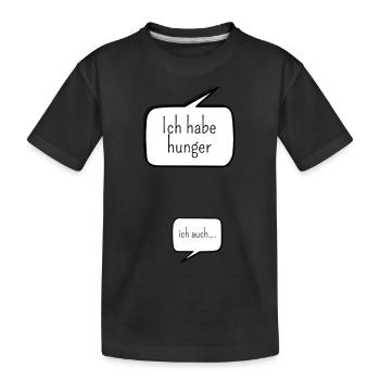 Sprechblasen Mutter und Kind Hunger - Kinder Premium Bio T-Shirt - Schwarz - Vorne