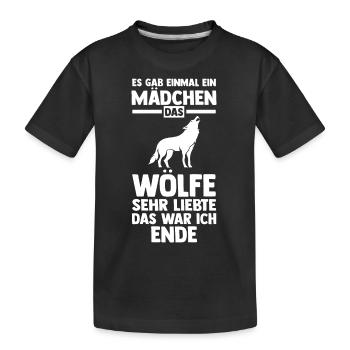Tier Waldtier Wolf - Kinder Premium Bio T-Shirt - Schwarz - Vorne