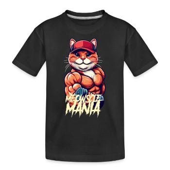 Miau-Manie - Kinder Premium Bio T-Shirt - Schwarz - Vorne