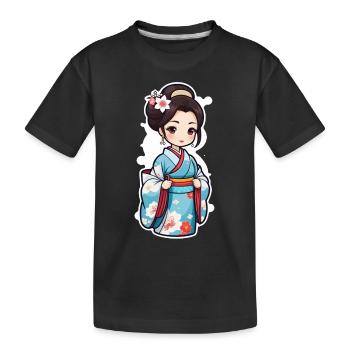 japonaise en kimono - japon - manga - T-shirt bio Premium Enfant - noir - Devant