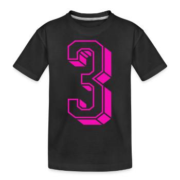 Zahl drei - Nummer 3 pink Mädchen Trikotnummer - Kinder Premium Bio T-Shirt - Schwarz - Vorne