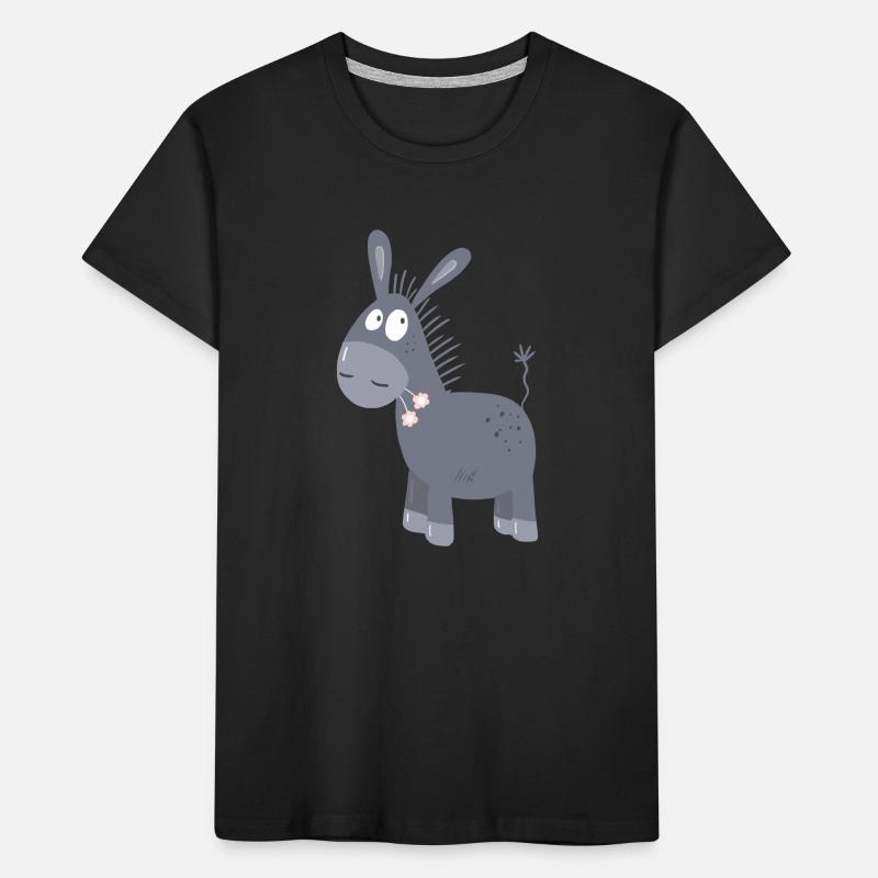 Petit âne avec des fleurs I Muli Mule Comic T-shirt bio Premium Enfant