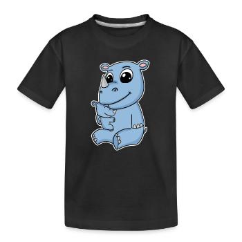Nashorn Familie - Nashorn mit Baby - Nashorn Motiv - Kinder Premium Bio T-Shirt - Schwarz - Vorne