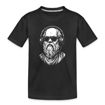 Sokrates mit Sonnenbrille und Kopfhörern - Kinder Premium Bio T-Shirt - Schwarz - Vorne
