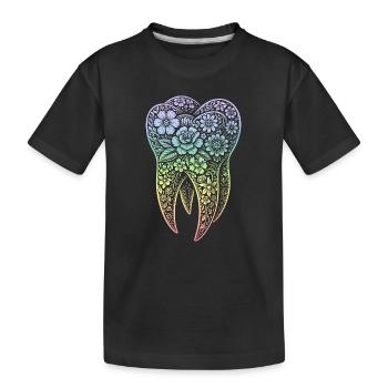 Blumen Zahn im Farbverlauf - Kinder Premium Bio T-Shirt - Schwarz - Vorne