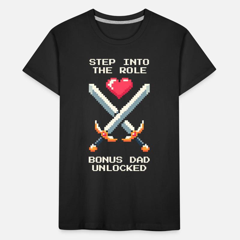 Bonus Dad Unlocked | Stepdad Patchwork Kids' Premium Organic T-Shirt