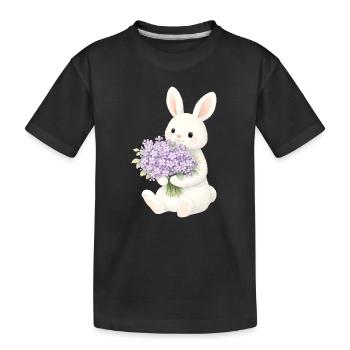 Lapin avec illustration lilas - T-shirt bio Premium Enfant - noir - Devant