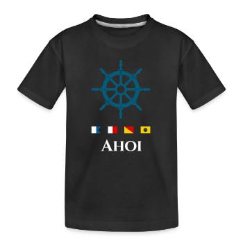 Ahoi Segeln Maritimes Steuerrad Motiv - Kinder Premium Bio T-Shirt - Schwarz - Vorne