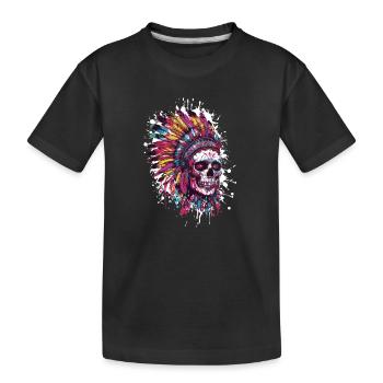 Indianer Totenkopf - Kinder Premium Bio T-Shirt - Schwarz - Vorne