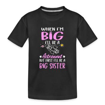 Je serai une grande sœur astronaute - T-shirt bio Premium Enfant - noir - Devant